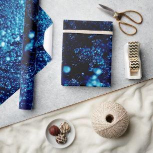 Blauwe vonken Abstracte bevroren bubbels Cadeaupapier