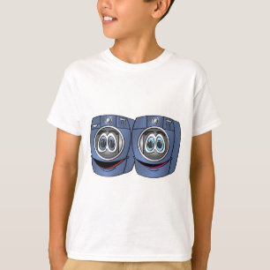 Blauwe voorlader Wasmachine Droger Cartoon T-shirt
