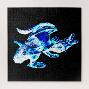 Blauwe Vorst Winter Fantasie Draak Legpuzzel