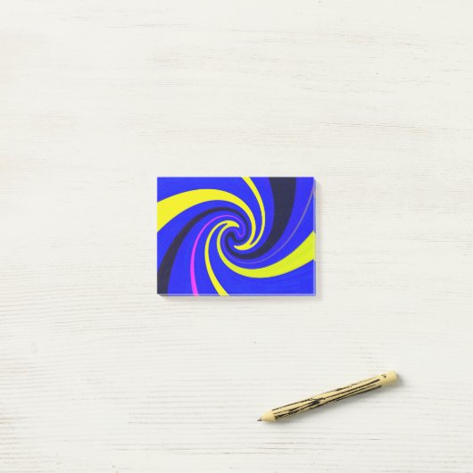 Blauwe vortex post-it® notes (Op bureau)