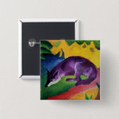 Blauwe vos, 1911 vierkante button 5,1 cm (Voorkant /achterkant)