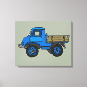 Blauwe vrachtwagen canvas afdruk
