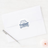 Blauwe  Vrachtwagen Ronde Sticker (Envelop)