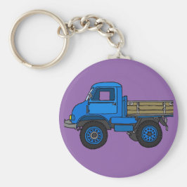 Blauwe vrachtwagen sleutelhanger