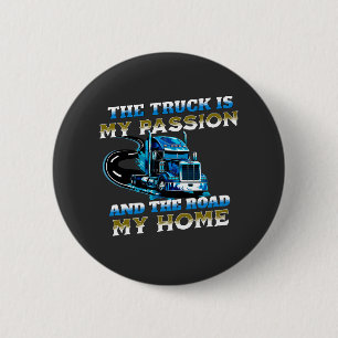 Blauwe Vrachtwagen Snelheid Road Passion Home Driv Ronde Button 5,7 Cm