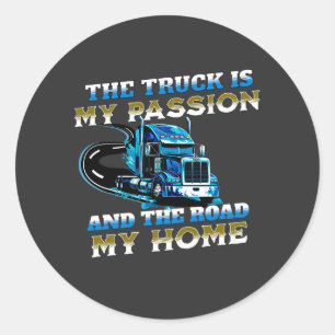 Blauwe Vrachtwagen Snelheid Road Passion Home Driv Ronde Sticker