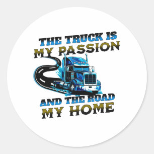 Blauwe Vrachtwagen Snelheid Road Passion Home Driv Ronde Sticker