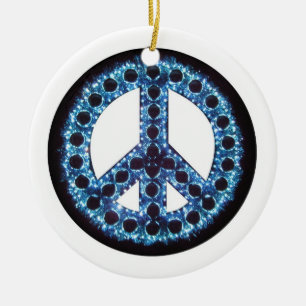 Blauwe vredesversiering keramisch ornament