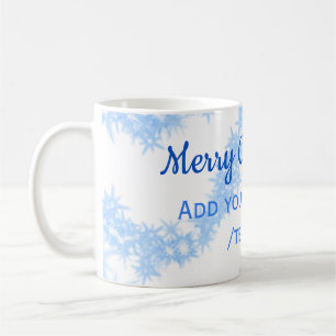 Blauwe vrolijke kerst sparkle glitter lijnen voeg koffiemok