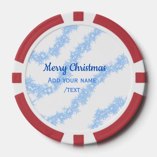 Blauwe vrolijke kerst sparkle glitter lijnen voeg poker chips (Voorkant)