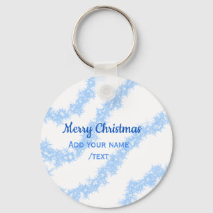 Blauwe vrolijke kerst sparkle glitter lijnen voeg sleutelhanger
