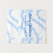 Blauwe vrolijke kerst sparkle glitter lijnen voeg  wandkleed (Voorkant (horizontaal))