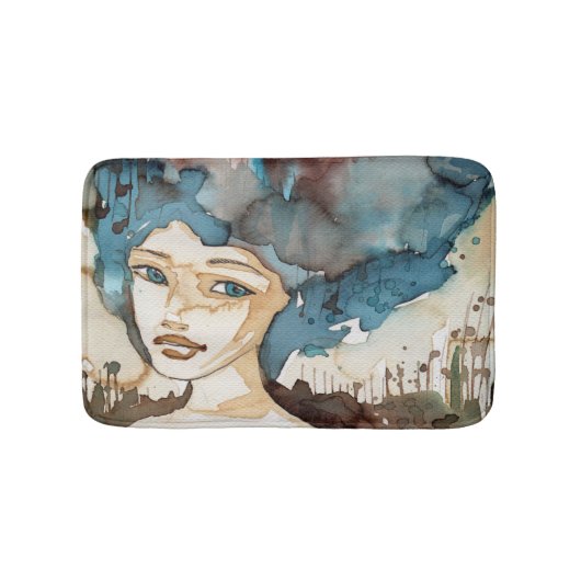 Blauwe vrouw badmat (Voorkant)