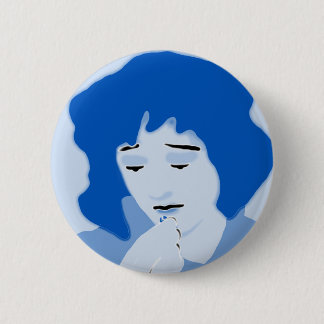 Blauwe vrouw die mifepriston slikt ronde button 5,7 cm