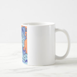 blauwe vrouw koffiemok
