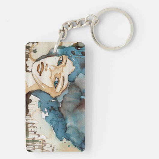 Blauwe vrouw sleutelhanger (achterkant)