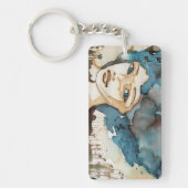 Blauwe vrouw sleutelhanger (Voorkant)
