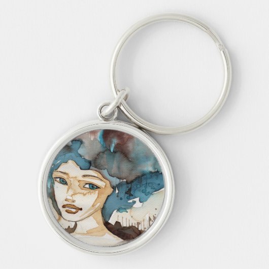 Blauwe vrouw sleutelhanger (Voorkant)