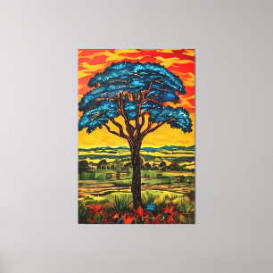 Blauwe Vuurboom Canvas Afdruk