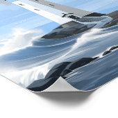 Blauwe vuurtoren op de oceaan poster (Hoek)