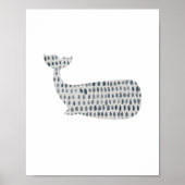 Blauwe walvis Abstract Zee Waterverf schilderen Poster (Voorkant)