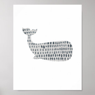 Blauwe walvis Abstract Zee Waterverf schilderen Poster