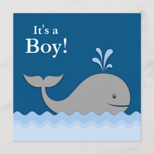 Blauwe Walvis Baby Shower Kaart