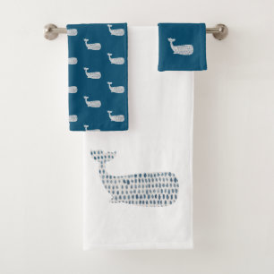 Blauwe walvis badhanddoek set bad handdoek