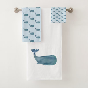 Blauwe walvis badhanddoek set bad handdoek