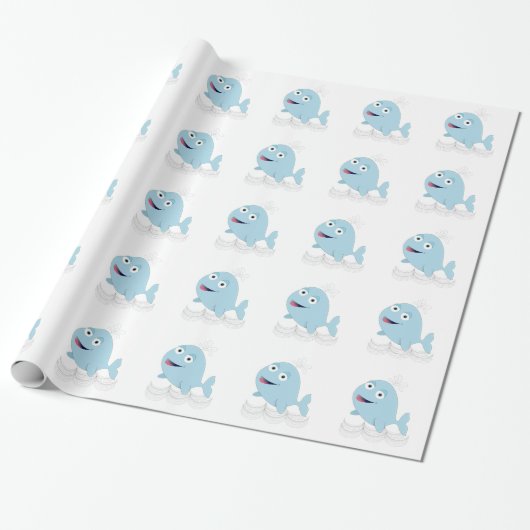 Blauwe walvis cadeaupapier (Uitgerold)