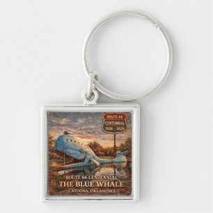Blauwe Walvis Catoosa Route 66 Aandenken Geschenk Sleutelhanger