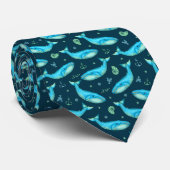Blauwe walvis die het Nautical Beach Zee Pattern k Stropdas (Opgerold)