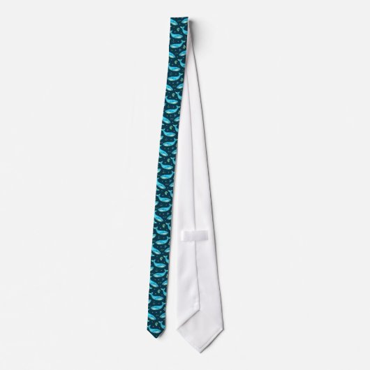 Blauwe walvis die het Nautical Beach Zee Pattern k Stropdas (Achterkant)