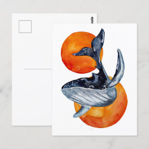 Blauwe walvis en gouden zalen briefkaart