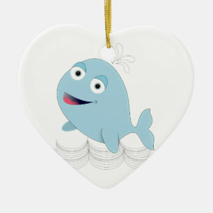 Blauwe walvis keramisch ornament