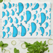 Blauwe walvis keuken handdoek (Gevouwen)