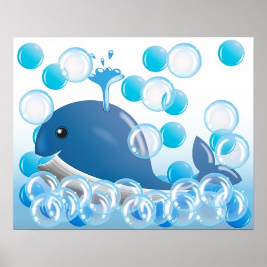 Blauwe walvis kinderkamer muurkunst poster (Voorkant)