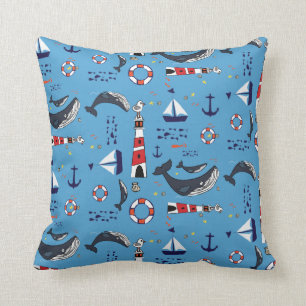 Blauwe walvis kussen