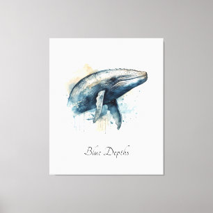 Blauwe Walvis Kust Muur Decor Canvas Afdruk