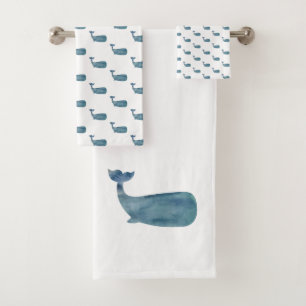 Blauwe walvis Kustbak voor handdoekjes Bad Handdoek