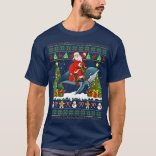 Blauwe walvis Lover Ugly Santa Riding Blue Whale C T-shirt