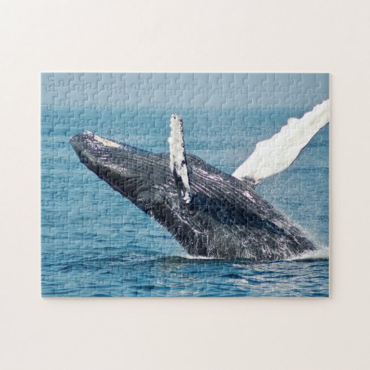 Blauwe walvis met foto Puzzle Legpuzzel (Horizontaal)