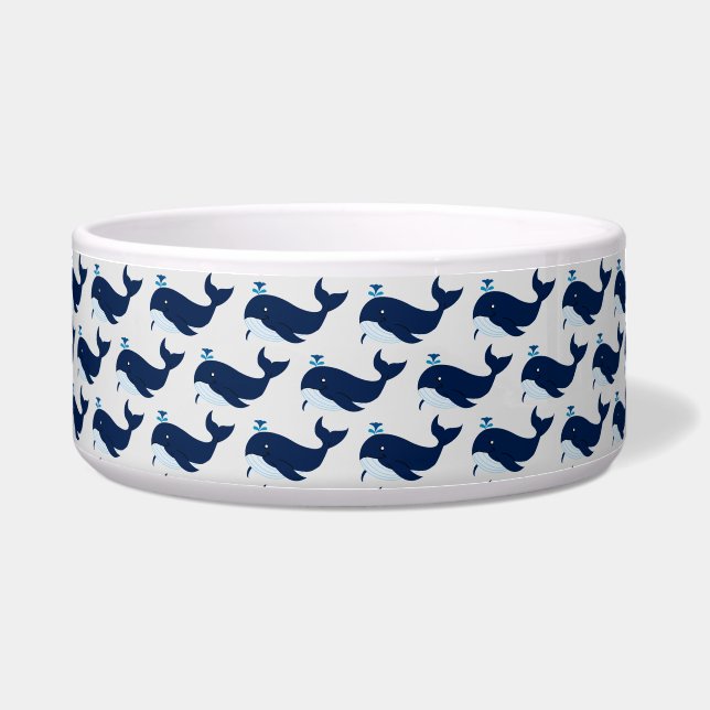 Blauwe walvis, Nautical Dog Voerbakje (Voorkant)