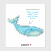 blauwe walvis nautische gepersonaliseerde spraak b sticker (Vel)