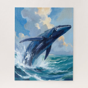 Blauwe Walvis Oceaan Dier Schilderij Legpuzzel