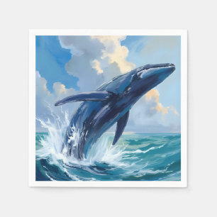 Blauwe Walvis Oceaan Dier Schilderij Servet