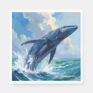 Blauwe Walvis Oceaan Dier Schilderij Servet