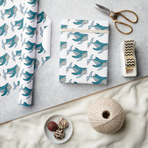 Blauwe Walvis Oceaan Patroon Cadeaupapier