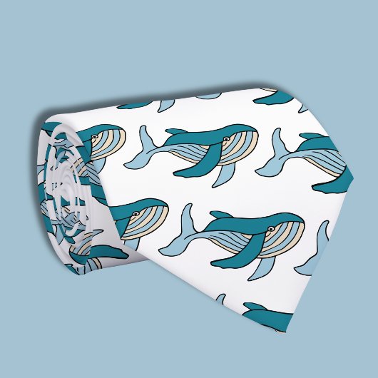 Blauwe Walvis Patroon Stropdas