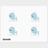 Blauwe walvis rechthoekige sticker (Vel)
